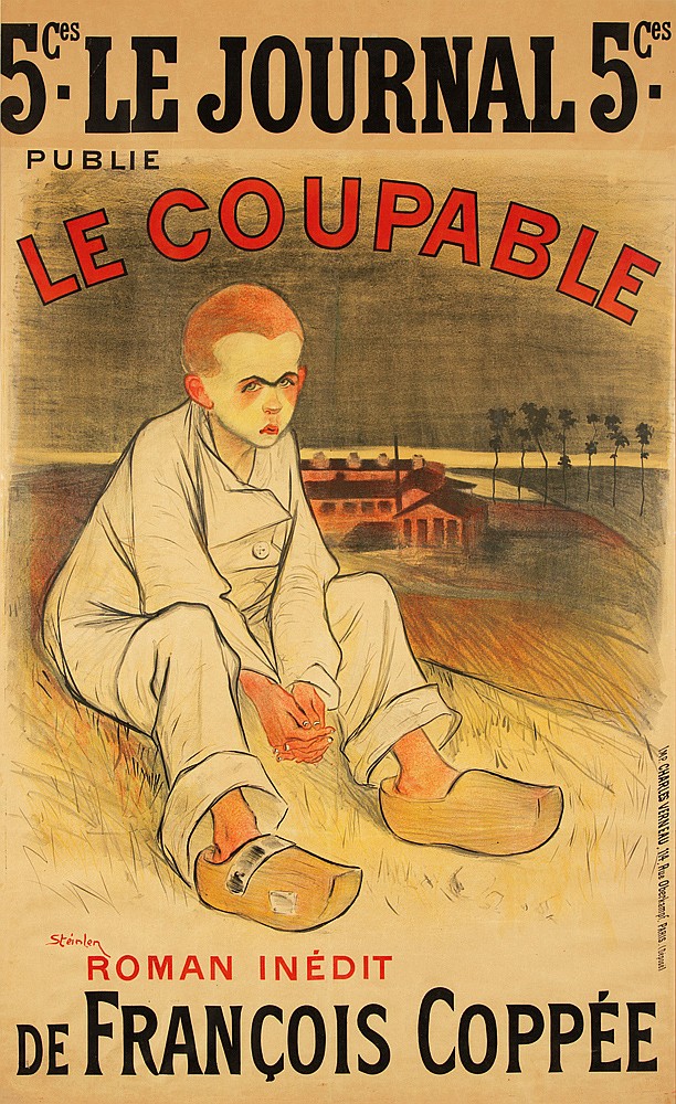5 ces. Le journal , publie, le coupable, steinlen, roman inedit, de francois coppee, imp. Charies verneau. 114 obe paris.