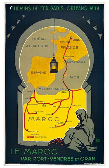 Chemins De Fer Paris – Orleans – Midi, Ocean, Paris, Atlantique, France, Port-Vendres, Espagne, Mer, Mediterranee, Oran, Fzz Tata, Maroc, Le Maroc, Par Port – Vendres Et Oran