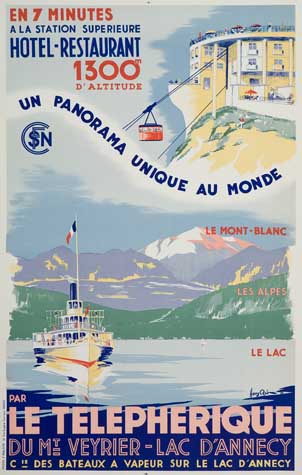 En 7 Minutes, A La Station Superieure, Hotel – Restaurant, 1300, D’Altiude, Un Panorama Unique Au Monde, Sn, Le Mont – Blanc, Les Alpes, Le Lac, Par, Le Telepherique, Du Mt Veyrier – Lac D’Annecy, C Des Bateaux A Vapeur Sur Le Lac D’Annecy