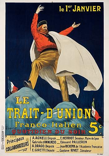 Le 1.er Janvier, Le, Trait D’Union, Franco   Italien, Quotidien Du Soir 5c., Principaux, Gollaborateurs, A.Agnelli.Depute_E.Herriot Senalear.Maire De Lyon, Gabriele D Annunzio_Edourd Pailleron, A.Drago.Depute_Jean Richepin De L.Academie Francaise, E.Giretti.Depute_Gustave Rivet.Senateur