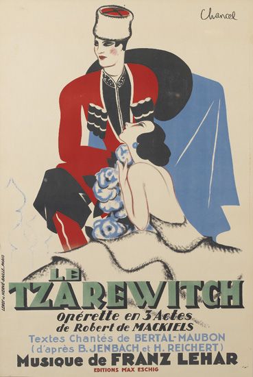 Le Tzarewitch, Operette En 3 Actes, De Robert De Mackiels, Textes Chantes De Bertal-Maubon, (D’Apres B.Jenbach Et H.Reichert) Musique De Franz Lehar. Editions Max Eschig,