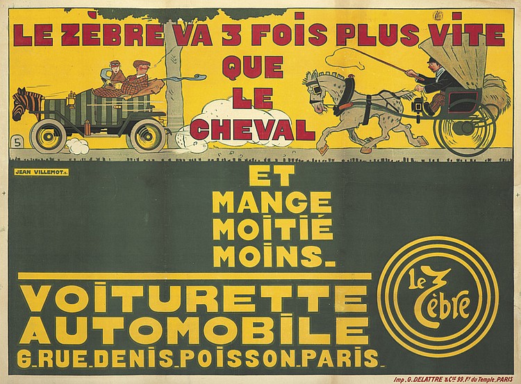 Le Zebreva 3 Fois Plus Vite, Que, Le, Cheval ,Et, Mange, Moitie, Moins, Voiturette, Automobile, 6_Rue_Denis_Poisson_Paris, Le 3, Cebre