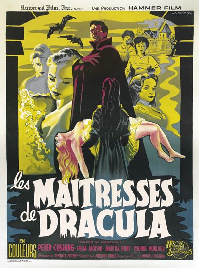 Universal film. Une production Hammer film, Les Maitresses, De Dracula, en Couleurs, Peter Cushing fieda jackson, martita hunt, yyomme monlaur, Universal Internation