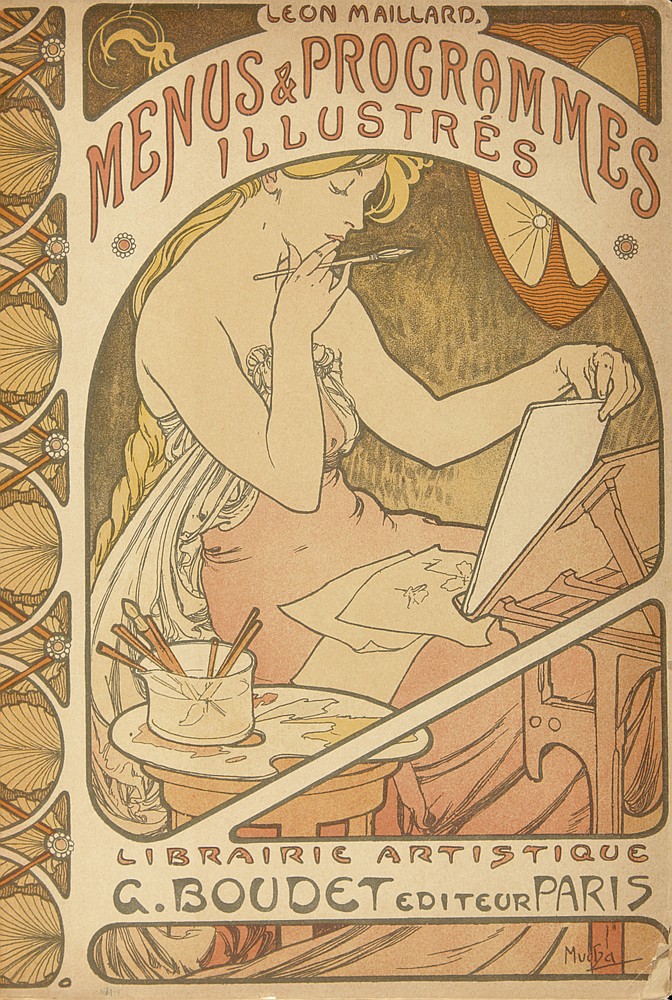 Leon maillard., Menus & Programmes,  Illustres, Librairie artistique, G. Boudet editeur paris, mucha