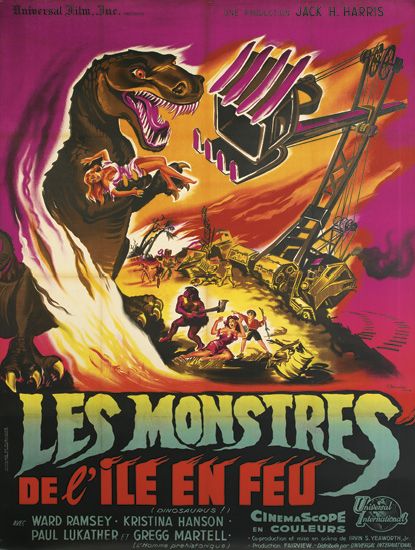 Universal Films Jack H. Harris, Les Monstres, De l’ ile en Feu, Ward Ramsey, Hanson, Paul Lukather Greegg Martell, Cinemascope couleurs.
