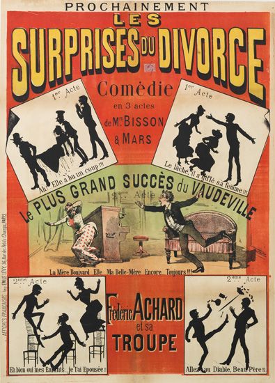 Surprises Du Divorce, Comedie en 3 acles de M Bisson & Mars, Le Plus Grand Succes Du Vaudeville, le lache, il gifle sa femme, la mere beqivard elle ma belle mere encore tonjours, Frederic Achard et sa Troupe, Alleau Diable Beat Pere