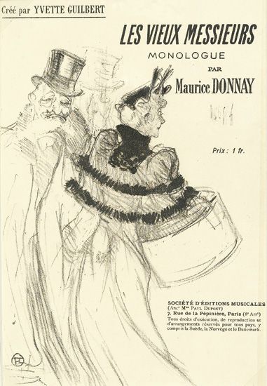 Cree par Yvette Guilbert Les Vieux Messieurs Monologue Par Maurice Donnay, Prix:1Fr  Societe D’ Editions Musicales