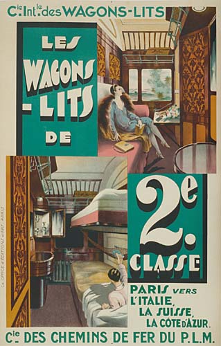 Les Wagons Lits, Des Wagons Lits, 2e Classe, Paris Vers, Litalie, La Suisse, La Cote Dazur., Cle. Des Chemins De Fer Du  P.L.M.