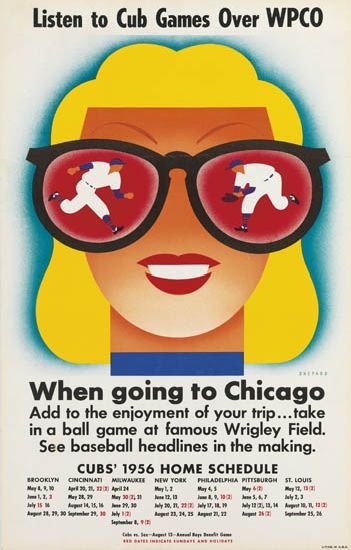 Listen, To Cub Games Over, Wpco, When going to chicago, add to the enjoyment of your trip take, in  a ball game at famous wrgley field, see baseball headlines in the making, cubs 1956 home schedule,