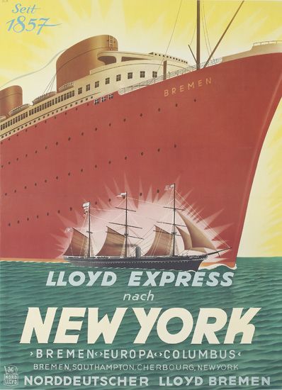 Seit 1857, Bremen, Lloyd Express Nach New York, Bremen Europa Columbus, Bremen, Southampton, Cherbovrg Newyork, Nors, Norddeutscher Lloyd Bremen