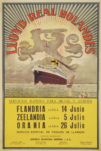 Lloyd Real Holandes, Servicios Rapidos Para Brasil Y. Europa, Flandria Saldra 14 Junio, Zeelandis Saldra 5 Julio, Orania Saldra 26 Julio, Servicio Especial De Pasajes De llamade, Agencie maritima Dodero S.A
