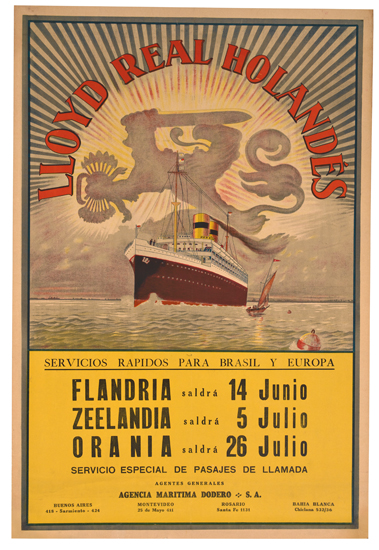 Lloyd Real Hollandes, Servicios Rapidos Para Brasil Y Europa, Flandria Saldra 14 Junio, Zeelandia Saldra 3 Julio, Orania Saldra 26 Julio, Servicio Especial De Pasajes De Llamada, Acentes Genxxales, Agencia Maritima Dodero S.A