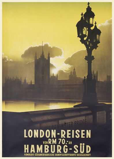 London – Reisen, on Rm 70.An, Hamburg-Sud, Hambvtg-Sudamerikanische Dampfschifffahrts-6esellschaft