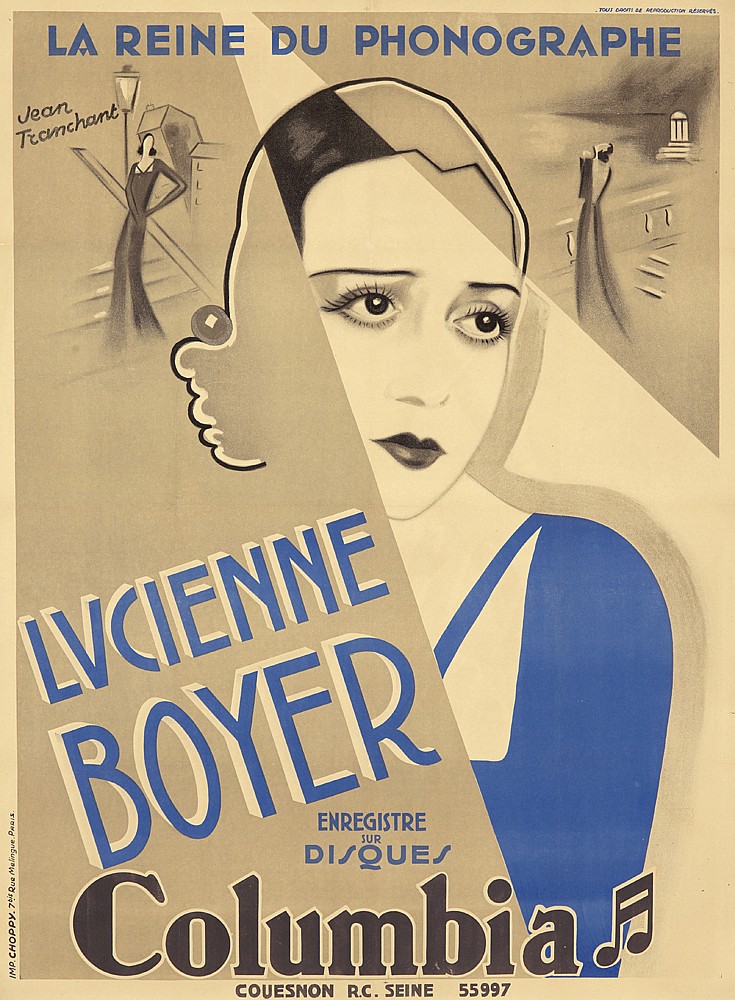 La reine du phonographo, Jean, jrcanchant, Lucienne, Boyer, sur, Columbia, columbia, couesno r.c. seine 55997, imp. Choppy 7 rue paris