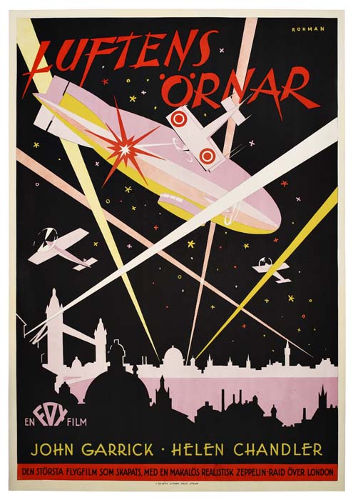 Luftens Ornar, En Film, John Garrick Helen Chandler., den storsta flygfilm som skapats med en makalos realistisk zeppeun raid over london.