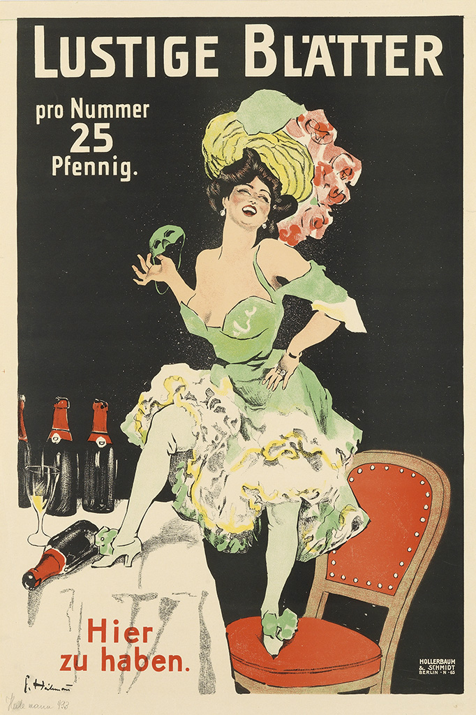 Lustige Blatter, Pro Nummer 25 Pfenning. Hier zu haben.