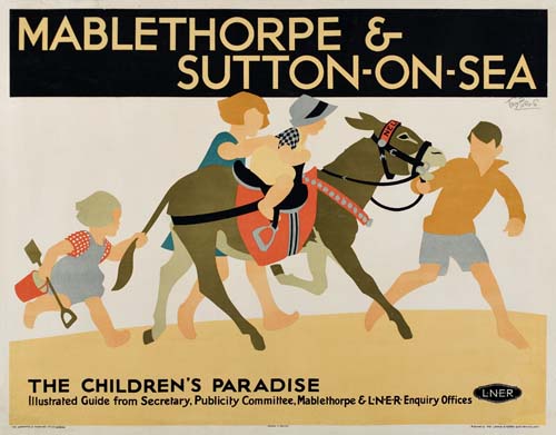 Mablethorpe and Sutton on Sea, children ride a donkey, LNER, The Children’s Paradise