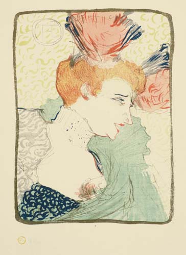 Woman in blue and green with a pink headdress