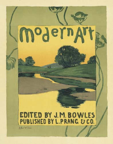 Modern Art, Edited by J.M. Bowles, green and yellow poster, lake