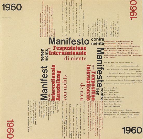 Manifesto L’Esposizione Internazionale di Niente, red and black letters