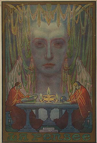 La Pensee, men in red sit at table