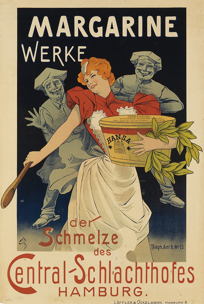 Margarine Werke, Central Schlachthofes, woman in white carries a tub