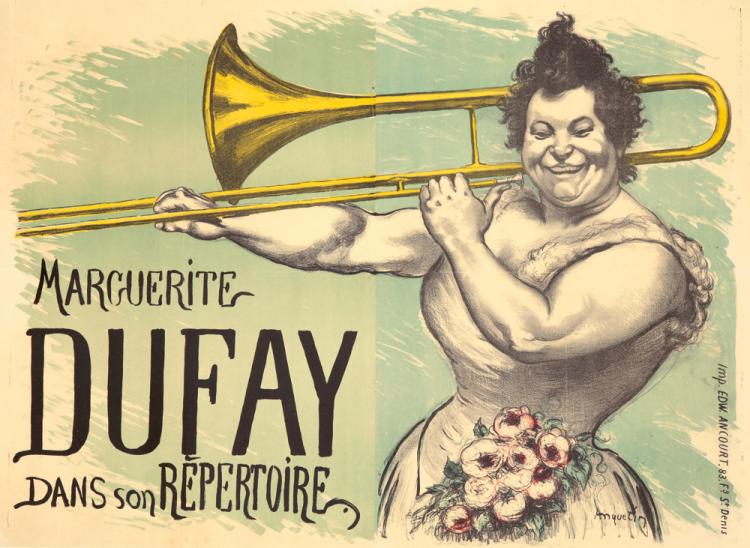 Marguerite Dufay dans son Repertoire, woman with a trombone