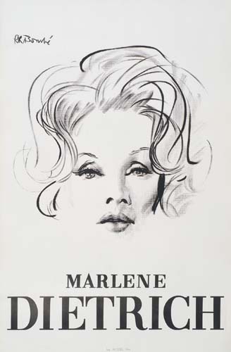 Marlene Dietrich, sketch of a woman’s face