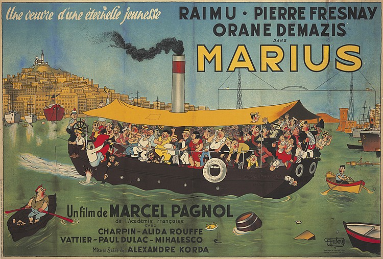 Marius, Raimu Pierre Fresnay Orane Demazis, crowded steamboat