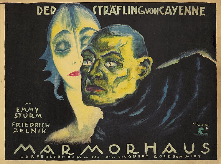 Marmorhaus, green man, woman, Der Strafling von Cayenne