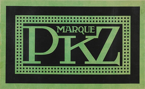 Long green and black poster, Marque PKZ