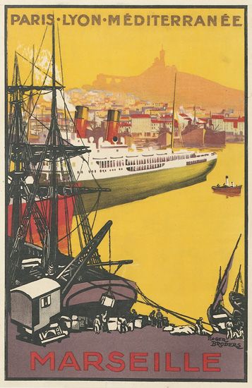 Marseille Paris, Lyon, Mediterranee, yellow poster