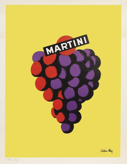 Martini, grapes, yellow poster