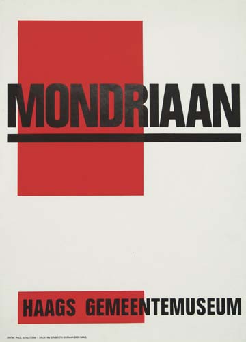 Mondriaan Haags Gemeentemuseum, red and white poster