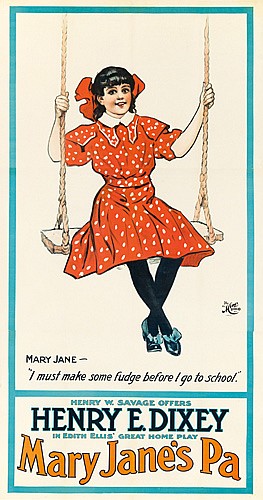 Mary Jane’s Pa, Mary Jane, girl in red on a swing