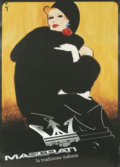 Maserati la tradizione italiana, woman in black coat