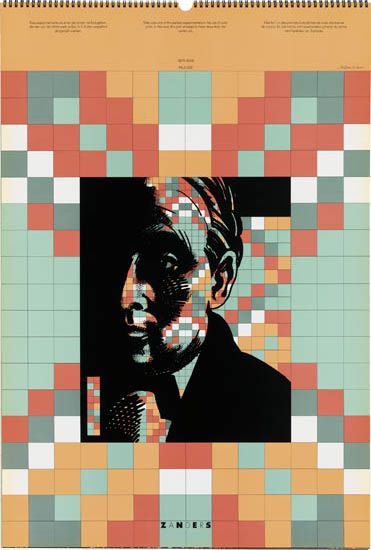 Checkered colors, portrait of a man