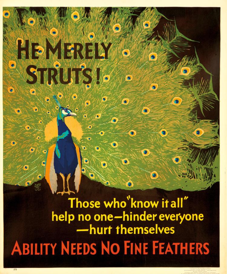 He Merely Struts, Peacock, Ability needs no fine feathers