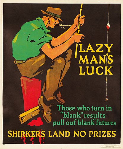 Lazy Man’s Luck, man fishing, Shirkers Land No Prizes