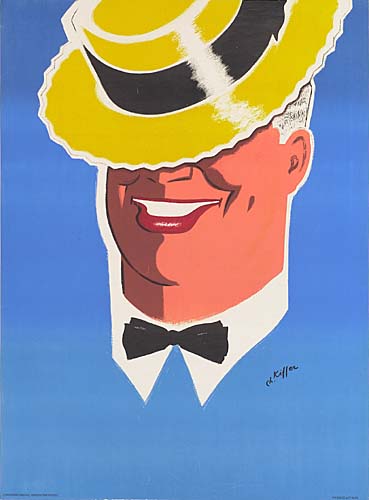 Wordless poster, Maurice Chevalier, blue poster
