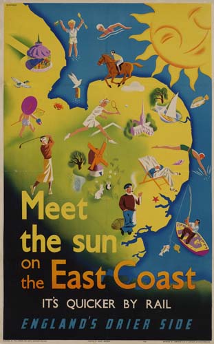 Meet the Sun on the East Coast, It’s Quicker by Rail, England’s Drier Side, map