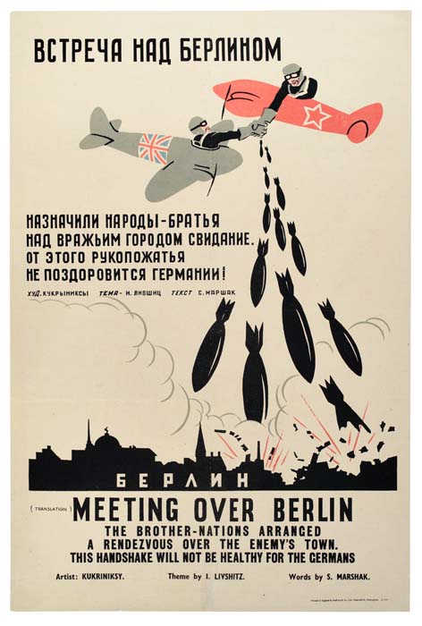 Meeting over Berlin, planes drop bombs