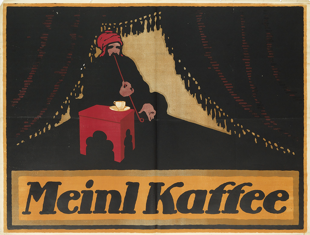 Meinl Kaffee, man in a tent drinks coffee