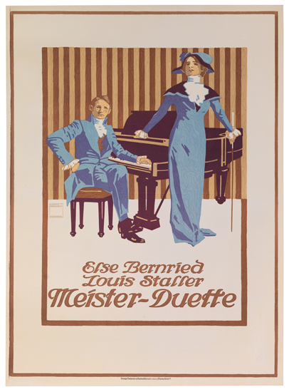 Meister-Duette, man and woman in blue perform at the piano
