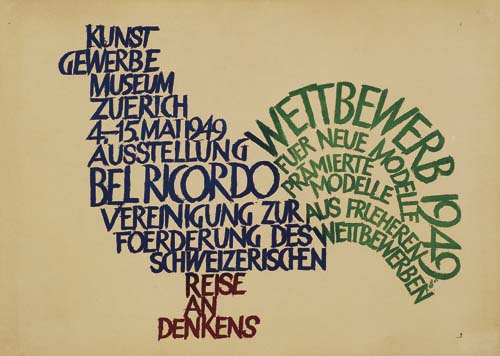 Kunst, Gewerbe, Museum, Zuerich, 4-15 Mat 1949, Ausstellung, Bel ricorde, Vereinigung zur, Foerderung des, schweizerischen, Reise, A, Denkens, Wettbewerb 1949, Fuer neue modelle, Pramierte, Modelle aus frleheren