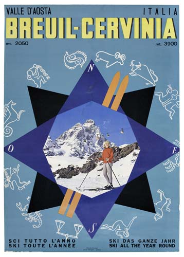 Valle D’aosta Italia, Breuil-cervina, mt. 2050-mt.3900, Sci tutto L’anno, Lki toute L’annee, Ski Das Ganze Jahr, Ski All Year round