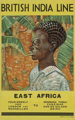 British india line, East africa, Four-weekly, from london and, Marseilles, To, Mombasa tanga, Zanzibar, Dar-es-salaam, Beira