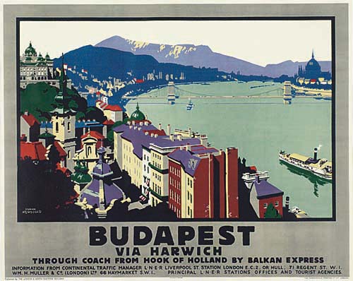 Budapest, Via Harwich, Through Coach From Mook Of Molland By Balkan Express, Information From Continental Traffic Manager L.N.E.R -, St. Station London-, Or Mull. –, WM. M. Muller-,Principal L.N.E.R Stations Offices And Tourist Agencies