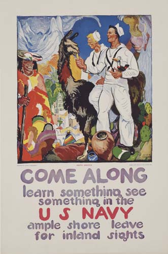 Come along, Learn somethino see, Something in the, US navy, ample shore lecive, For inland sights