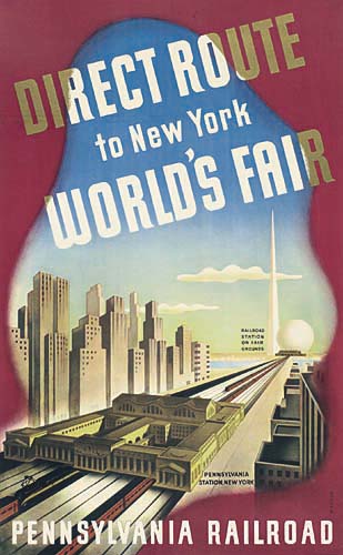 Direct Rout, To New York, Worlds Fair-, Pennsylvania Station New York, Pennsylvania, Railroad,